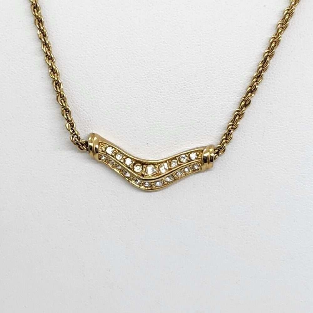 Vintage Roman Rhinestone Gold Tone‎ Necklace